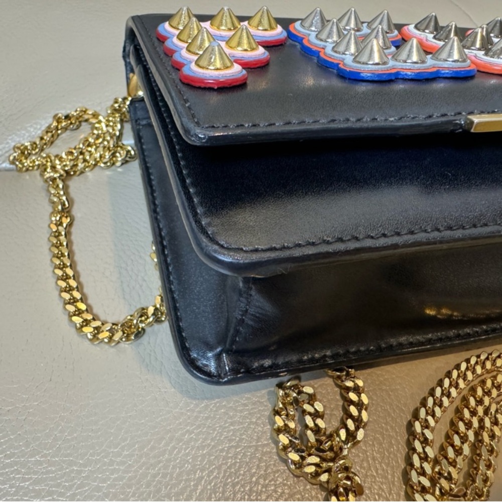 Fendi Fun Fair Black/Multicolor Studded Crossbody Logo WOC - Picture 8 of 16